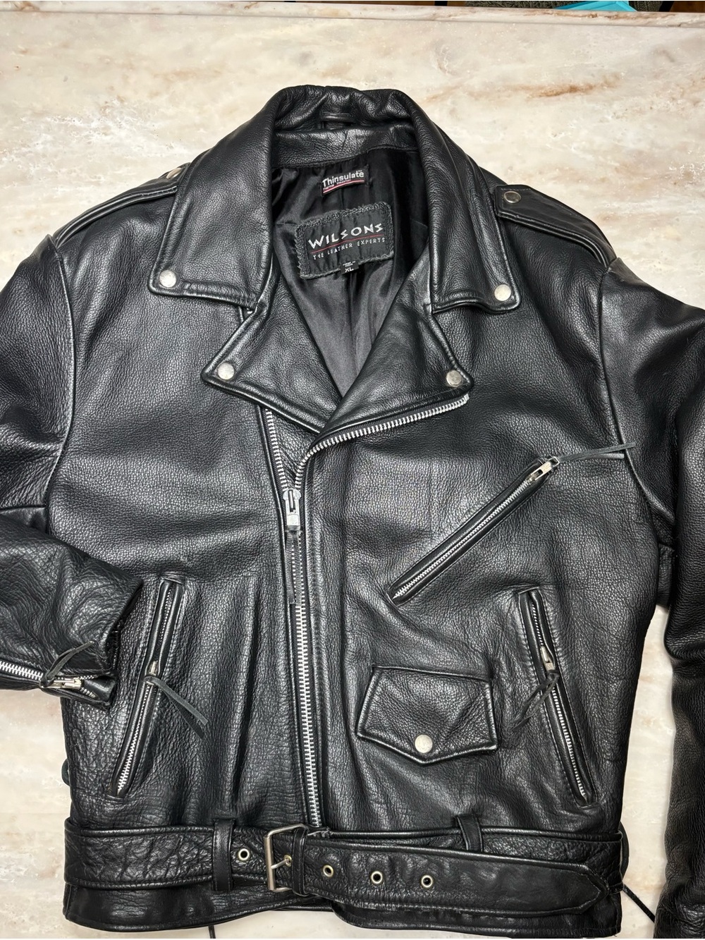 Vintage Black Leather Biker Jacket